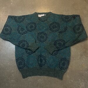 Vintage‎ Bugatchi Uomo Knit Sweater Unisex Medium Geometric Wool Acyclic